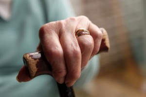 old woman with cane