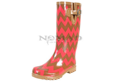 Own Shoe Womens Rain Boots Chevron Zig Zag Wellies Flat Wellington Knee High Festival