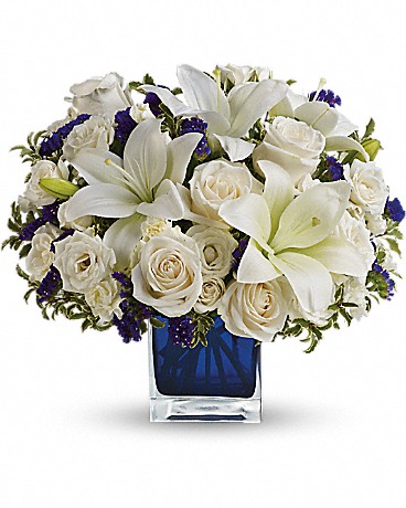 teleflora saphhire skies bouquet