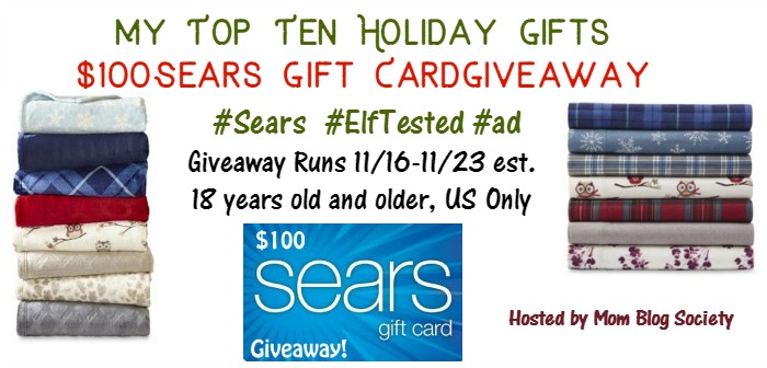 My Top Ten Holiday Gifts $100 Sears Gift CardGiveaway #Sears #ElfTested #ad