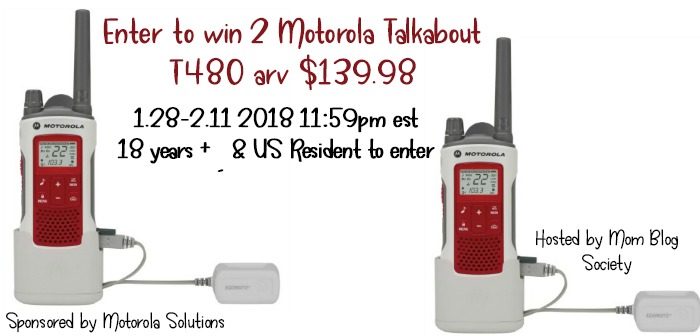 Enter to win 2 Motorola Talkabout T480 arv $139.98